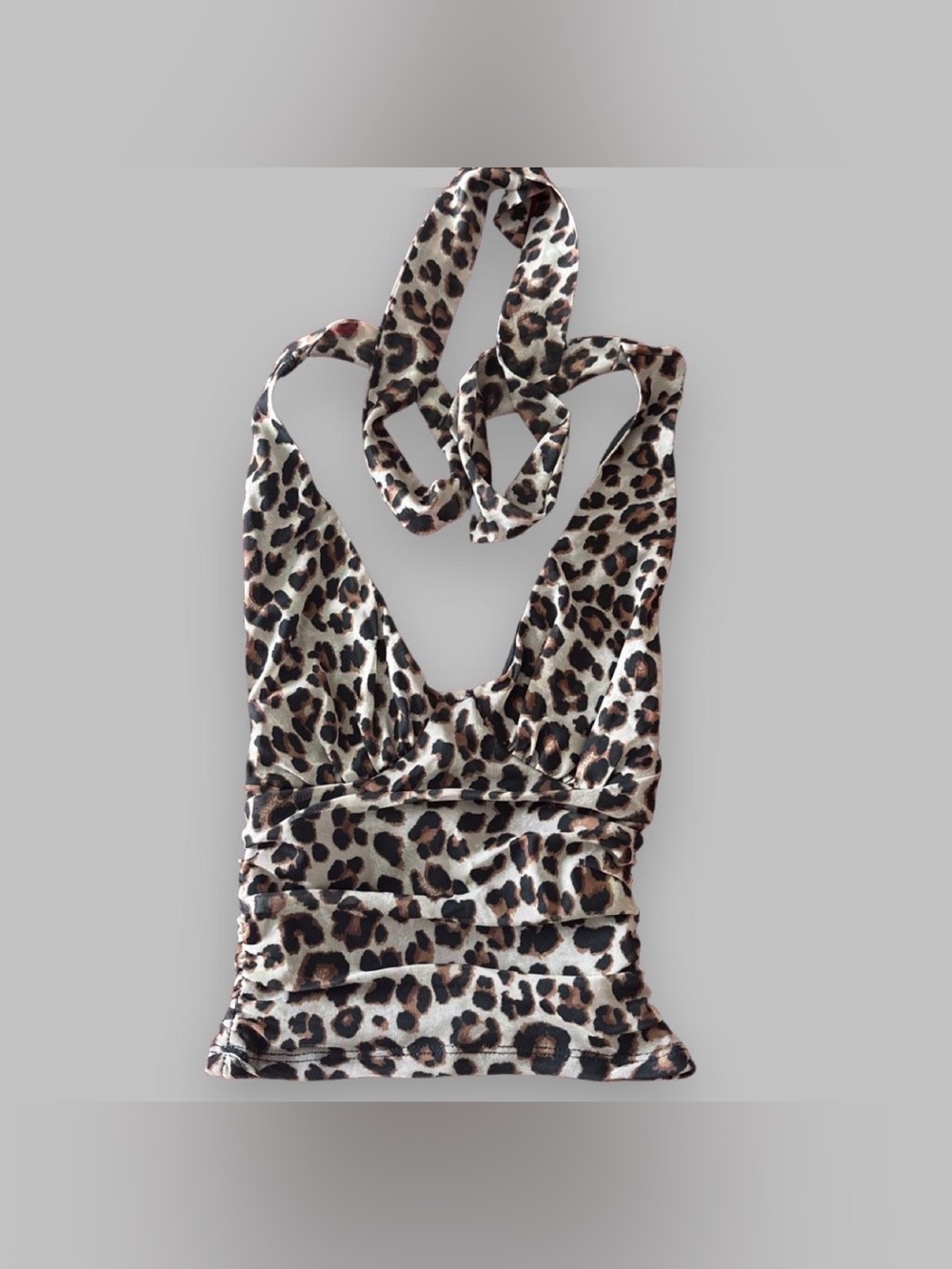 RSQ Leopard Halter Tank Top - Brown, Black, Cream
